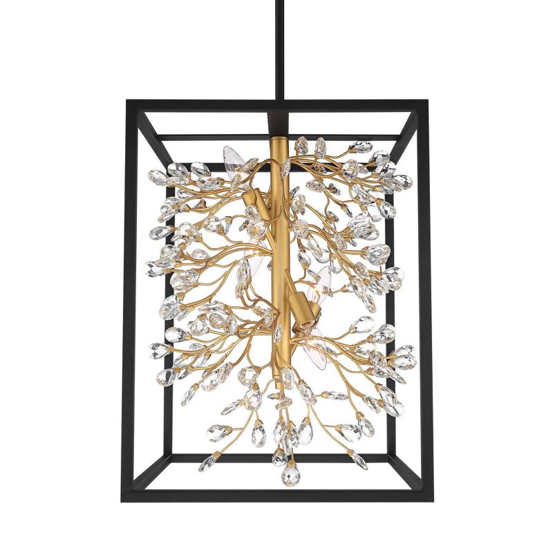 Possini Euro Design Carrine Black Gold Pendant Chandelier 15 1/4" Wide Modern Clear Crystal 4-Light Fixture for Dining Room House Foyer Kitchen Island, 4 of 11
