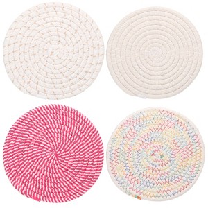 Unique Bargains Indoor Cotton Rope Non-slip Plant Coasters 4 Pcs - 1 of 4