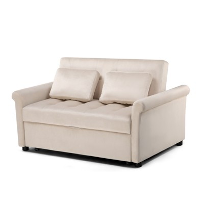 COMHOMA 55" Convertible Sleeper Sofa Bed, 3-in-1 Pull Out Couch Bed with Adjustable Backrest and Pillows for Living Room, Guest Room & Small Spaces