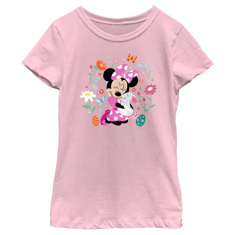 Girl's Minnie Mouse Easter Bunny Hug T-Shirt, 1 of 5