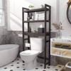 Over Toilet Storage Organizer Rack 3 Tier Freestanding Above Toilet Stand with 3 Hooks Bathroom Restroom Laundry Espresso - 4 of 4