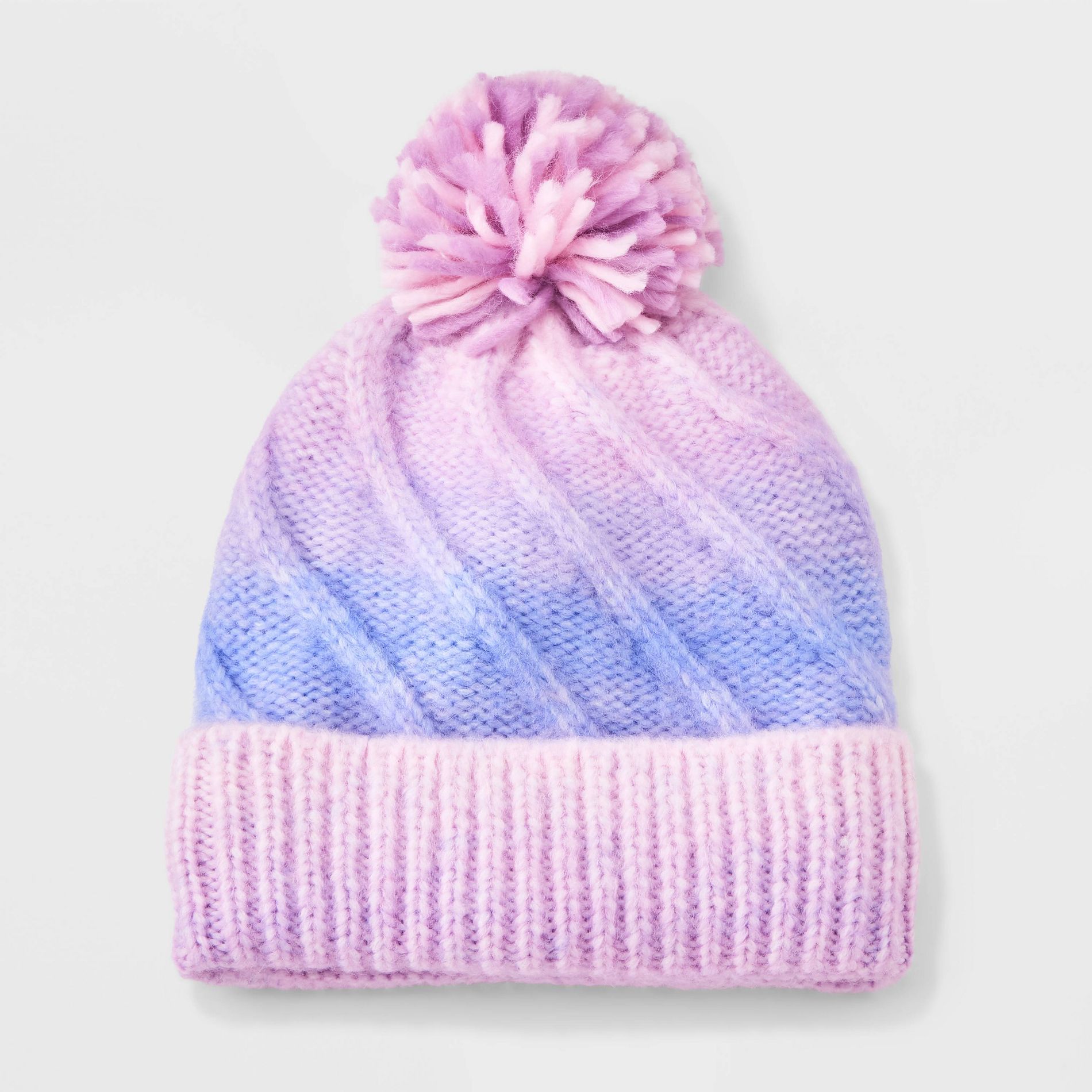 Toddler Girls' Knitted Cable Ombre Striped Beanies - Cat & Jack™ Pink/Purple
