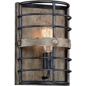Franklin Iron Works Lexi Rustic Farmhouse Industrial Wall Light Sconce Oil Rubbed Bronze Hardwire 8" Fixture for Bedroom Bathroom Vanity Reading House - 1 of 4