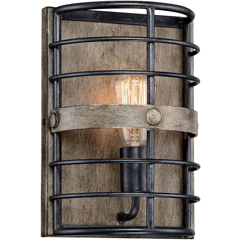 Franklin Iron Works Lexi Rustic Farmhouse Industrial Wall Light Sconce Oil Rubbed Bronze Hardwire 8" Fixture for Bedroom Bathroom Vanity Reading House, 1 of 7