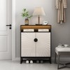HDZNVF 5 Tier Shoe Storage Cabinet, Wooden Shoe Cabinet with Doors Modern Shoe Organizer with Open Shelves, Black - 3 of 4