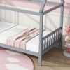 VASIP White Twin House Bed Frame - Solid Rubber Wood with Headboard & Footboard, Kids Bedroom Furniture, Sturdy House Design - 3 of 4