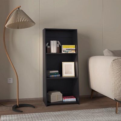 TOAOTBNBO 3 Tier Open Bookcase Storage Organizer, Floor Standing Bookshelves Small Display Book Shelf for Small Apartment, Black