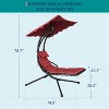 Outdoor Hanging Curved Steel Chaise Lounge Chair Curved Steel Hammock Lounger Chairs Swing with Pillow and Removable Canopy - 2 of 4