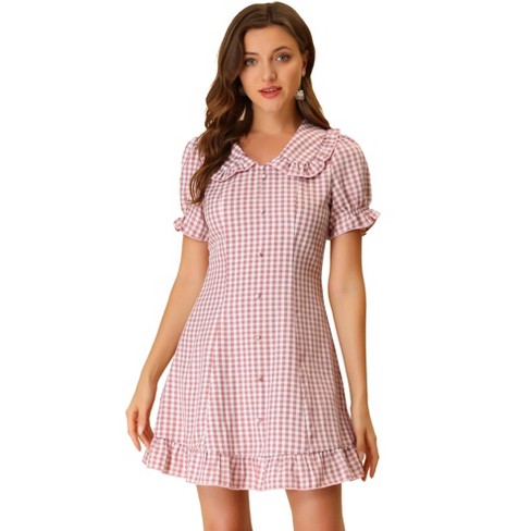 Pink peter pan collar dress sale