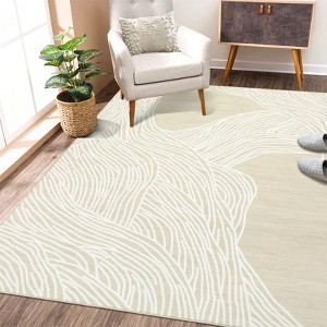 Washable Area Rugs for Living Room, Non Slip Low Pile  Rugs for Bedroom, Foldable Carpet Indoor Non-Shedding Floor Carpet for Office，Multiple size - 1 of 4