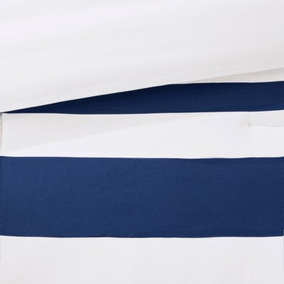 Navy and White Hotel Style Comforter and Coverlet Full Set