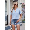 Women's Henley Neck Boho Blouse with Eyelet Embroidery Textured Summer Tops Casual T-Shirts - 2 of 4