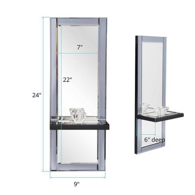 Emerson Ice Blue Mirrored Wall Sconce with Candle Holder