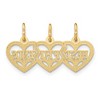 Black Bow Jewelry 14k Yellow Gold Triple Hearts Best Friends 3 Charm or Pendants, 26mm - 3 of 4