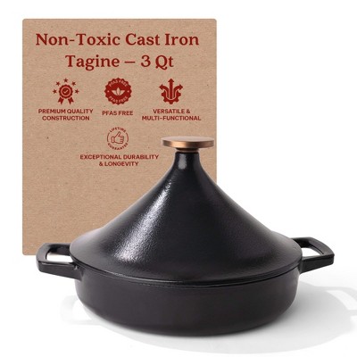 Alva Nori 11-Inch Black Enameled Cast Iron Tagine Pot