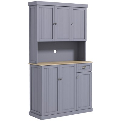 HOMCOM Buffet with Hutch, Kitchen Pantry Storage Cabinet with Microwave Oven Countertop, Drawer, and Cupboards