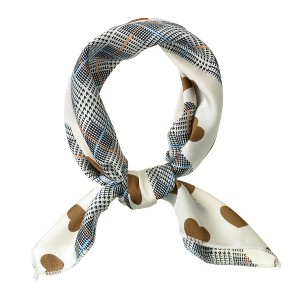 Allegra K Women's Love Heart Silky Hair Scrunchies Square Scarves Neckerchief - 1 of 4