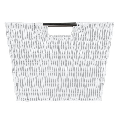 Elevate Rectangular Rattan Storage Tote with Stainless Steel Handles - Gray