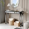 Black Elegant Mirrored Entryway Console Table, Vintage Carved Wood Frame Sofa Table for Living Room, Hallway - Panipeachy - 2 of 4