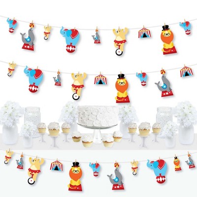Big Dot of Happiness Carnival - Step Right Up Circus - Carnival Themed Party DIY Decorations - Clothespin Garland Banner - 44 Pieces