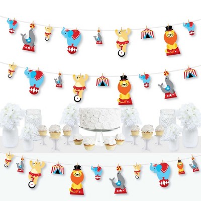 Big Dot of Happiness Carnival - Step Right Up Circus - Carnival Themed Party DIY Decorations - Clothespin Garland Banner - 44 Pieces