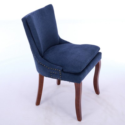 Dolonm Modern Chenille Dining Chairs Set of 2 - Double-Cushioned Mid Back Accent Chairs with Solid Wood Legs for Dining & Living Room