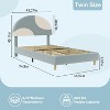 Twin Bed Frame with Round Boucle Headboard,Upholstered Arch-Shaped Design - 3 of 4