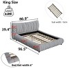 FURNIinspire Beds King Size Bed Frame Luxury Upholstered Platform Bed with Removable Pleated Headboard, Light Grey, 96.5"*88.9"*39.4" - 3 of 4