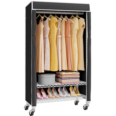 VIPEK R1C Rolling Clothes Rack with Cover Portable Freestanding Garment Rack, Black Rack with Cover