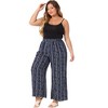 Agnes Orinda Women's Plus Size Boho Palazzo Elastic Waist Stripe Wide Leg Lounge Pants with Pocket - 3 of 4
