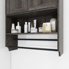 GlasFlength Decorative Storage Cabinet Bathroom Medicine Cabinet with Towel Bar, for Bathroom and Washroom, Grey, 21.65"*7.48"*32.48" - 2 of 4