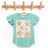 The Juniper Shop SmileyWorld Checkered Floral Distressed Flutter Sleeve Tee - 3 of 4