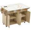 Homy Casa 55.5" Fluted Kitchen Island with Drop Leaves, Power Outlet & Storage Cabinets - 4 of 4