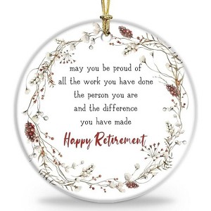 Lomsoe Retirement Gifts Happy Funny Retirement Party Gift Happy Retired Gifts Christmas Tree Decorations Ceramic Ornaments Christmas Gift - 1 of 1