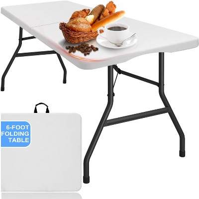 Musment 6FT Foldable Table with Built in Handle & Steel Legs | Heavy Duty Portable | Perfect for Party, Dining, Wedding, Events, Picnic