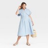 Women's Short Sleeve Pleated Midi Shirtdress - Ava & Viv™ - 3 of 3