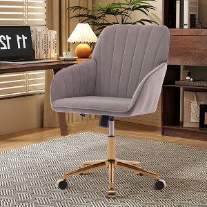 PAGED Adjustable Office Chair Ergonomic Swivel Gaming Chair with Elegant Golden Base for Living Room, Home Office - 1 of 4