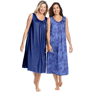 Only Necessities Plus Size 2-Pack Sleeveless Nightgown - 1 of 4