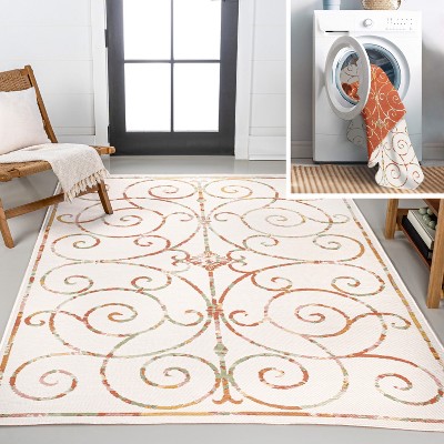 JONATHAN Y Danae Classic Cottage Filigree Scroll Reversible Machine-Washable Indoor/Outdoor Area Rug