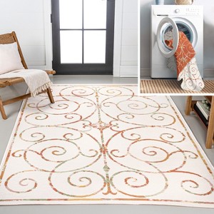 JONATHAN Y Danae Classic Cottage Filigree Scroll Reversible Machine-Washable Indoor/Outdoor Area Rug - 1 of 4