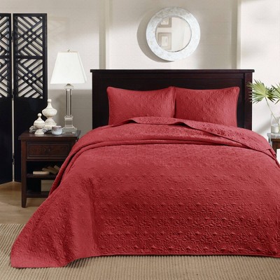 3pc King Vancouver Reversible Bedspread Set Red - Madison Park ...