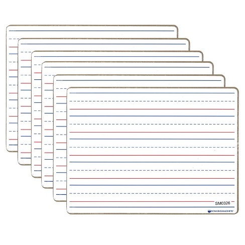 Two-Sided Primary Lined Dry Erase Boards - Non-Magnetic - 6 boards