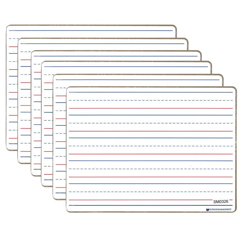 Dowling Magnets® Double-sided Magnetic Dry-Erase Board, Line-Ruled/Blank, Pack of 6, 1 of 3
