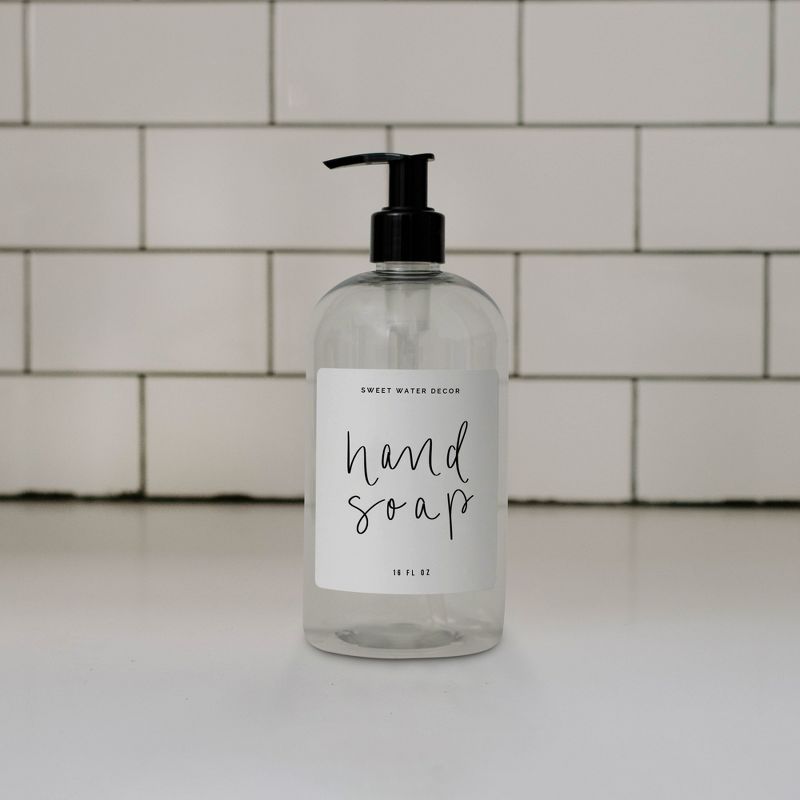 Sweet Water Decor Clear Plastic Script Label Hand Soap Dispenser - 16oz, 3 of 4