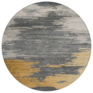 Gold And Gray Abstract Washable Indoor Outdoor Area Rug - 1 of 4