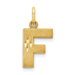 Black Bow Jewelry 14k Yellow Gold, Julia Collection, Small Satin Block Initial F Pendant - 1 of 4