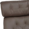 BenchMaster Melia Chocolate Tufted Faux Leather Swivel Recliner and Slanted Ottoman - 3 of 4
