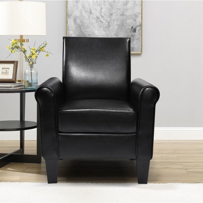VYNXARIA Black PU Leather Accent Chair for Living Room, Bedroom & Office