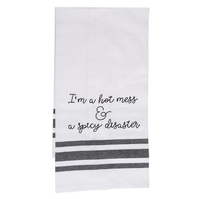 Totalee Gift Hot Mess & A Spicy Disaster Tea Towel Cotton White
