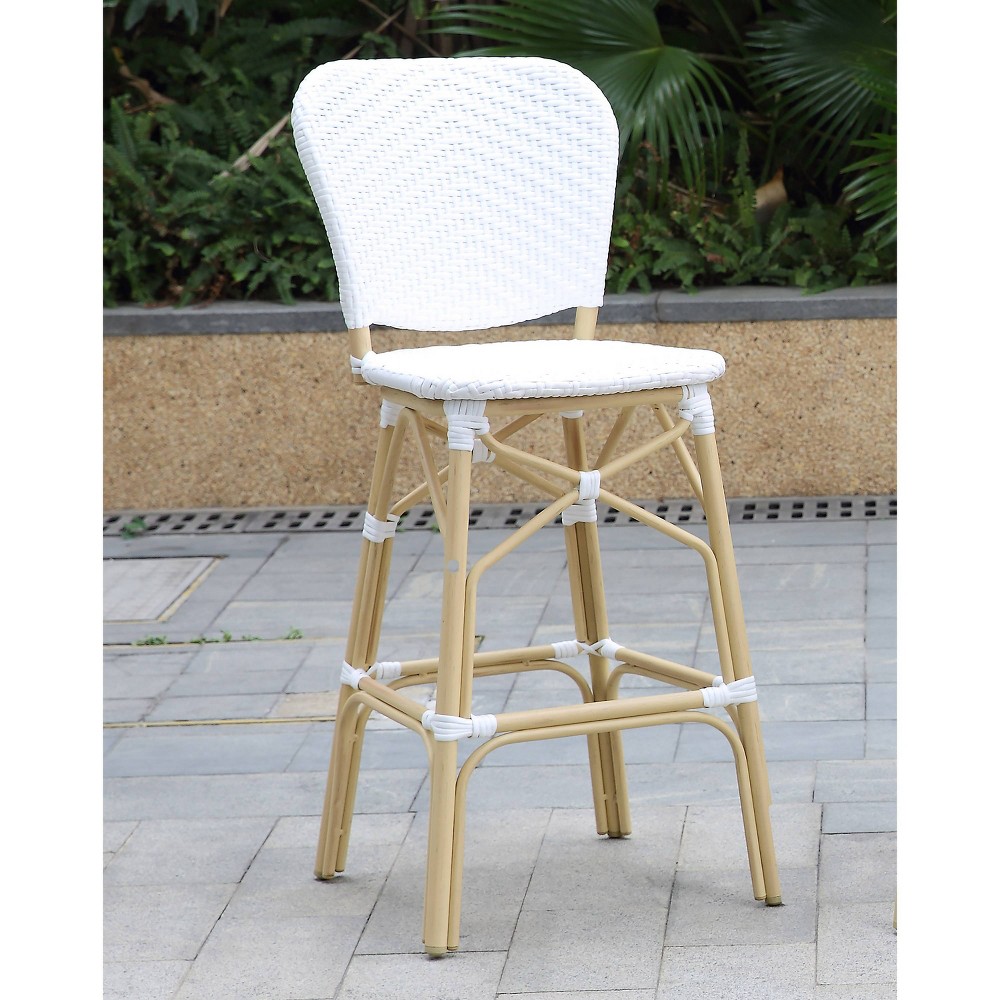 Aster 2pk Wicker Patio Bar Height Chairs: Chevron Weave, Weather-Resistant - miBasics